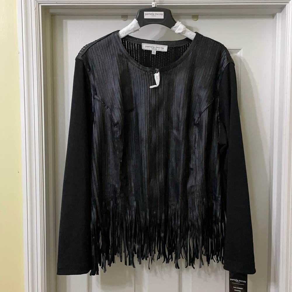 New never worn Pamela McCoy Fringe Leather Jacket